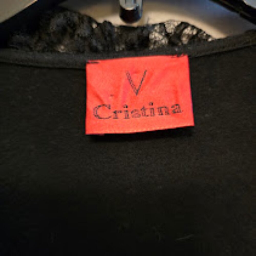 V CRISTINA BLACK OPEN RUFFLE CARDIGAN SWEATER SIZE LARGE LIGHTWEIGHT - Picture 2 of 10